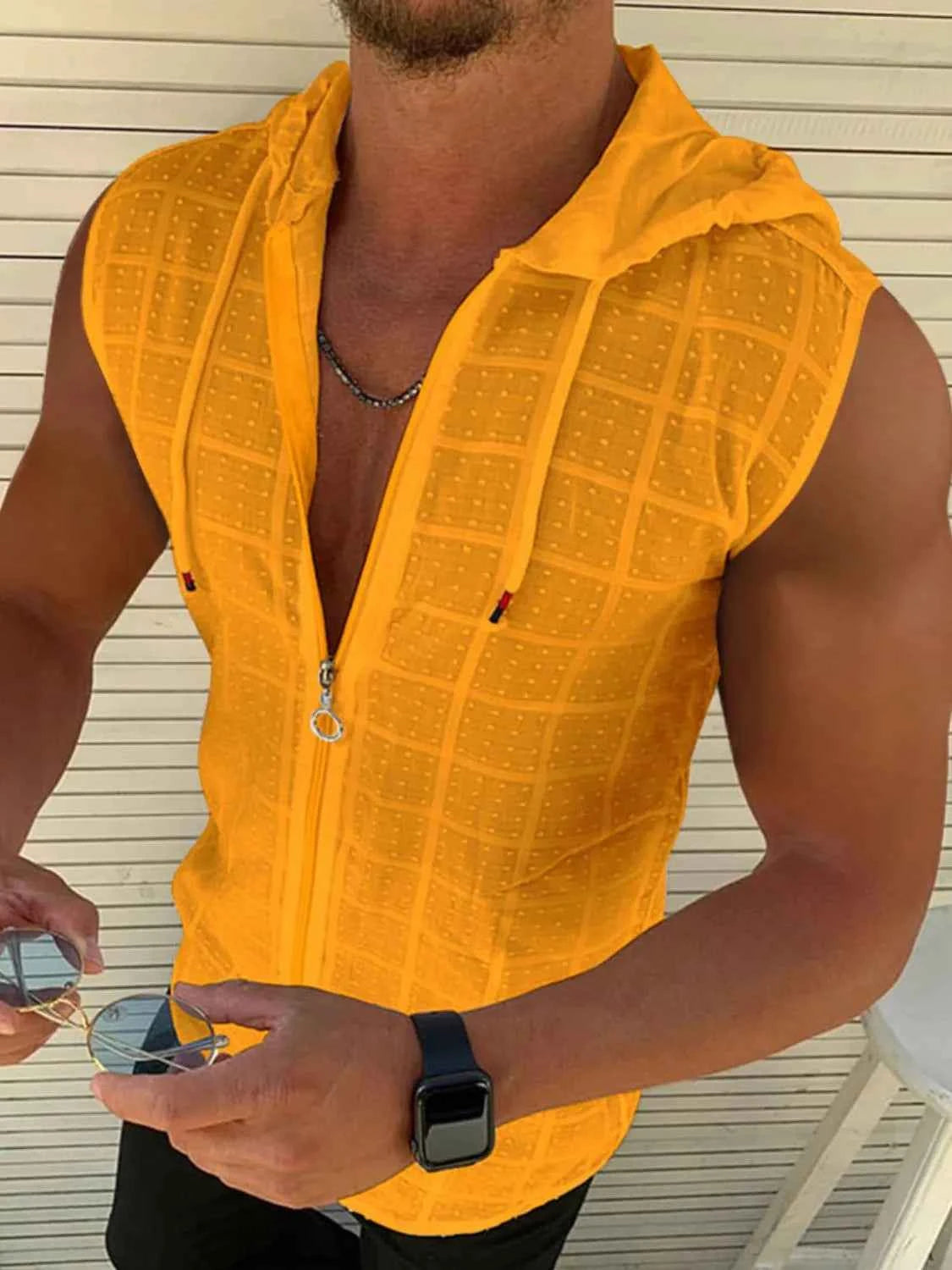 Men's Zip Up Sleeveless Hooded Top - Damned Threads